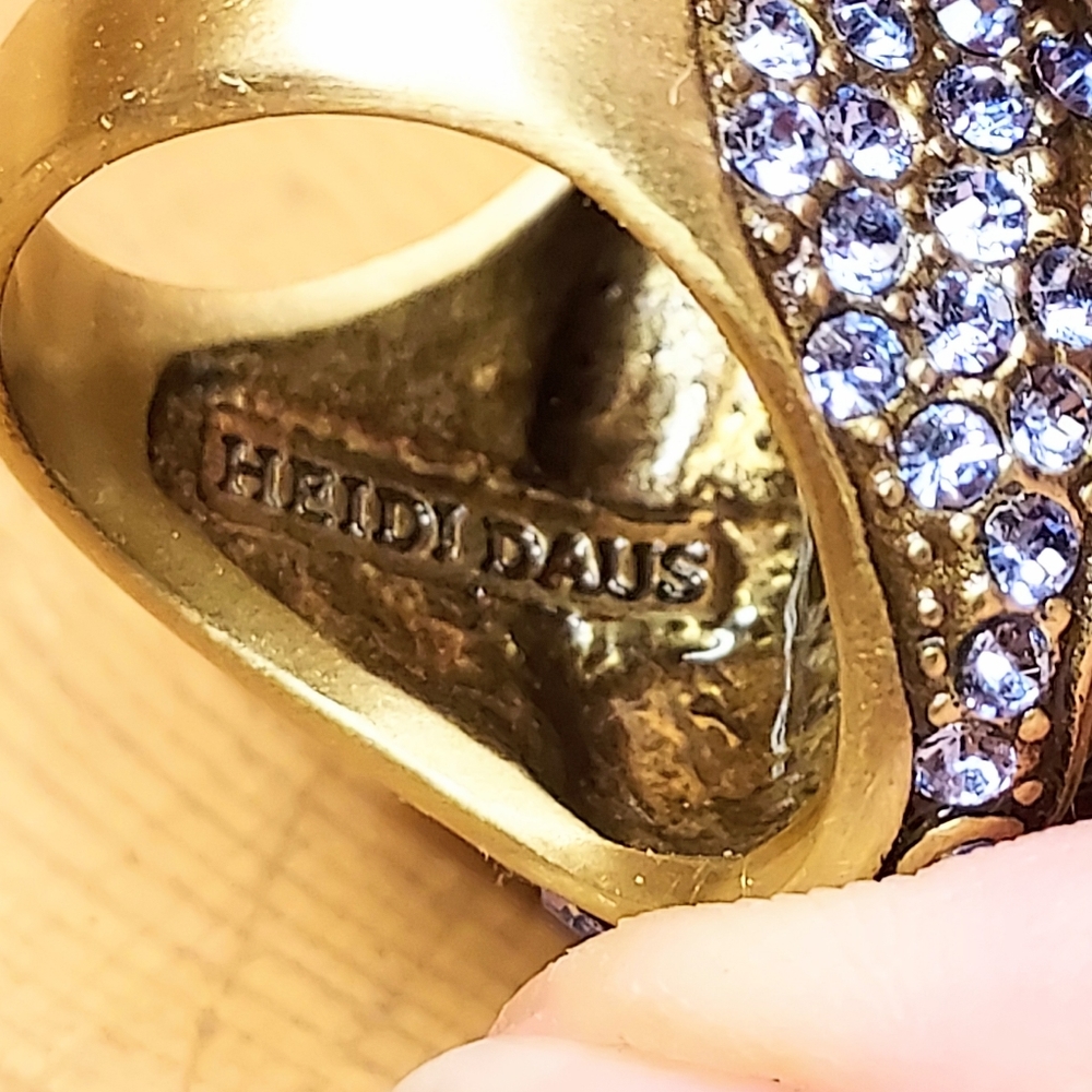 HEIDI DAUS Blue Scarab & Rhinestone Egyptian Style Ring - Picture 7 of 7